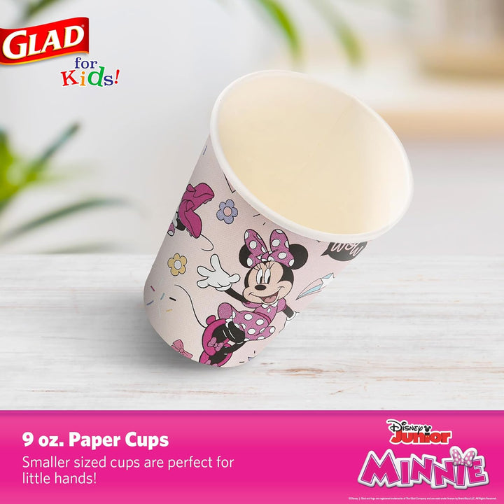 for Kids Disney Mickey & Friends Disposable Paper Cups, Pink Minnie - Heavy Duty, Soak Proof, Kid-Friendly Paper Cups for Drinking and Everyday Use, 9 Ounce, 24 Count