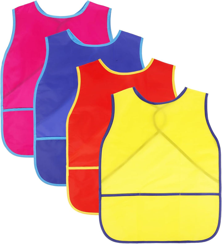 4/12/16 Art Smock for Kids Painting Aprons Sleeveless Painting Smock Kids Art Aprons with 3 Pocket for Age 3-8 Years