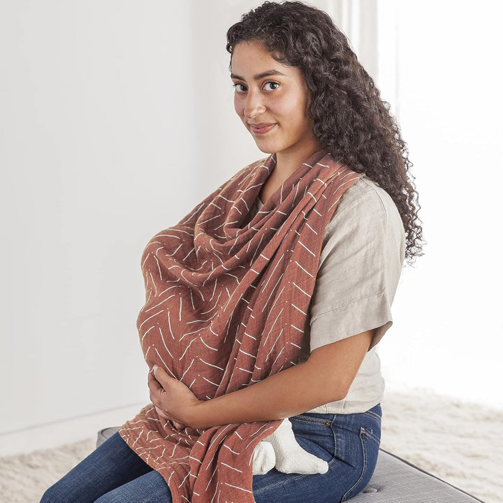 Breastfeeding Boss Multi-Use Cover – a Nursing Cover, Swaddle, Car Seat, Tummy Time Mat & Burp Cloth All in One – Made of Soft Muslin Fabric & Measures 47” X 47” (Mudcloth)