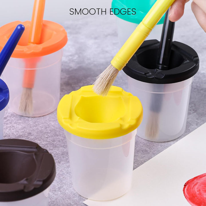 Paint Cups – Paint Containers with Lids, 10PCS No Spill Paint Cups with Lid 10PCS Toddler Paint Brushes for Art Supplies Kids Early Learning Toys