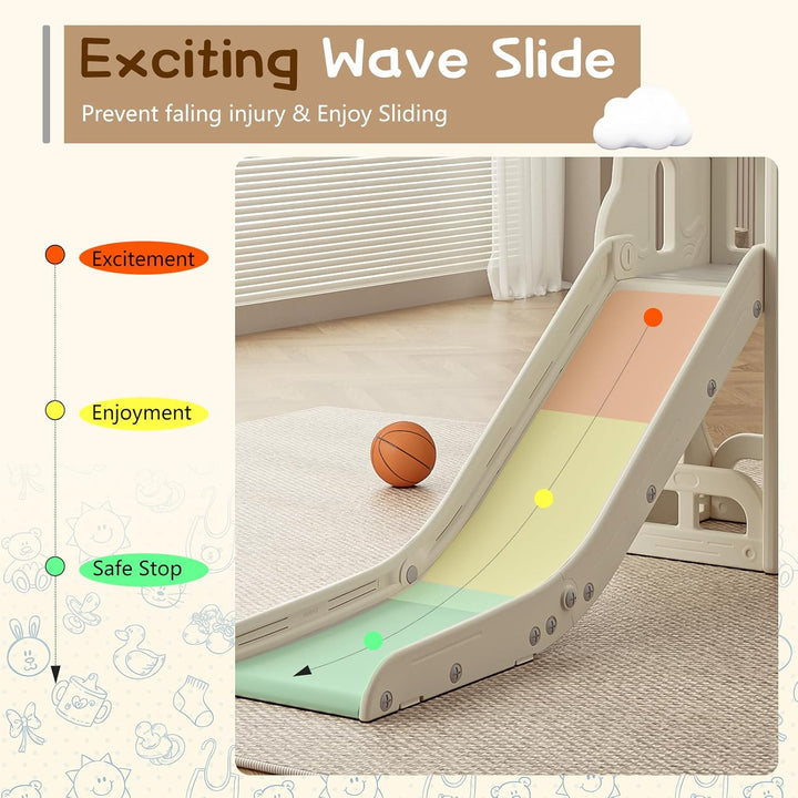 Toddler Slide,Kids Climber Slide with Storage Space and Non-Slip Steps,Indoor Outdoor Playset with Basketball Hoopa and Telescope,Slide for Toddlers Age 1-3