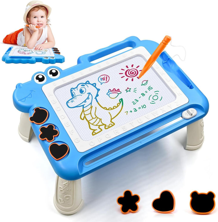Magnetic Drawing Board Toddler Toys Gift for 2 3 Year Old Girls Boys, Sketch Writing Doodle Pad Age 2-4 Travel Games, Educational Learning Kids Toys for Toddlers Birthday (Blue)