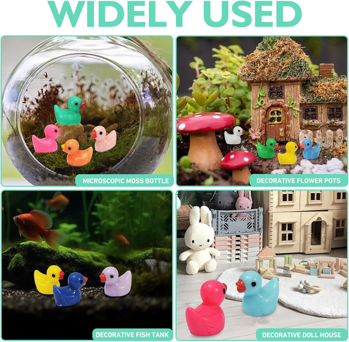 130 Pcs Mini Ducks Bulk Resin Duck Figurines for Miniature Landscape Garden Aquarium Potted Accessories Home Prank Game Dollhouse Decor Office Decompression