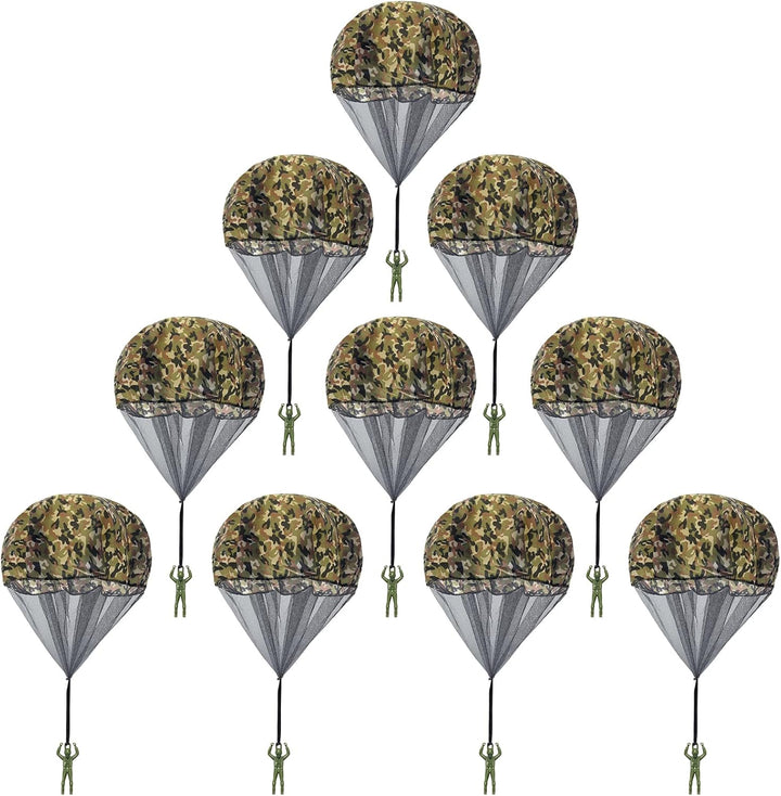10 Pcs Parachute Toy, Camo Parachute Men Tangle Free Throwing Hand Throw Outdoor Flying Paratrooper Toy No Battery Nor Assembly Required