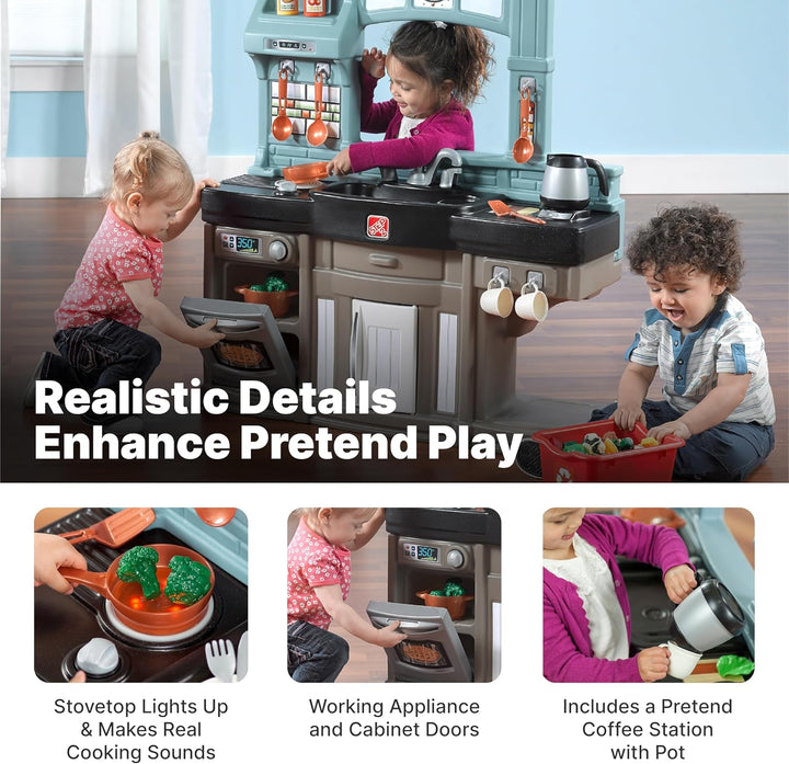 Best Chefs Kids Kitchen Playset, Indoor/Outdoor Kitchenette, Interactive Play with Lights and Sounds, Made of Durable Plastic, Includes 25 Piece Toy Accessories, for Toddlers 2+ Years Old