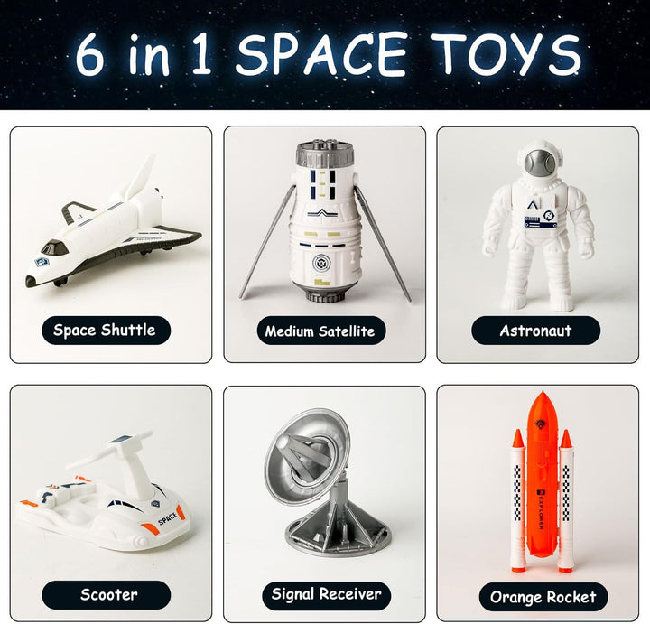 Space Exploration Shuttle Toys, Space Explorer Toy Kit, Include Signal Receivers, Satellites, Astronaut, Space Scooter, Space Toys Gift for Exploring Boys and Girls