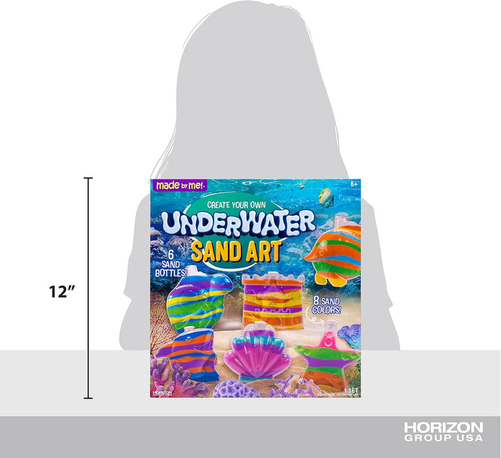 Create Your Own Underwater Sand Art, Includes 6 Ocean-Themed Bottles, 8 Sand Colors, Glitter, & Funnel, Great Staycation or Group Activity, Party Idea, DIY Sand Art for Kids Ages 6, 7, 8, 9