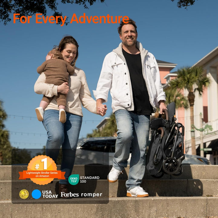 Lightweight Baby Travel Stroller with Carbon Fiber Frame, Compact & Airplane-Friendly, One-Handed Folding Design, 11.6 Lbs, Perfect for Toddlers, Jet