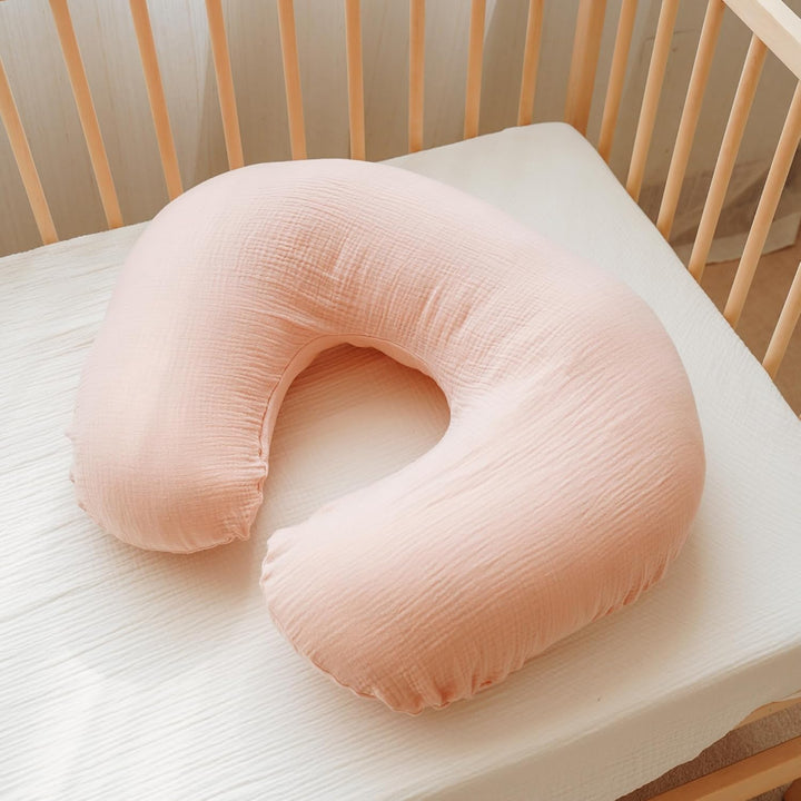 2-Pack Muslin Nursing Pillow Covers, Soft & Adorable Nursing Covers for Breastfeeding Pillows, Slipcovers for Newborn Boys & Girls(Pink, Floral)