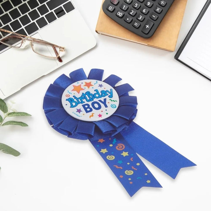 Birthday Boy Blue Fabric Award Badge - 7" (1 Pc) - Perfect Celebration Accessory for Unforgettable Party