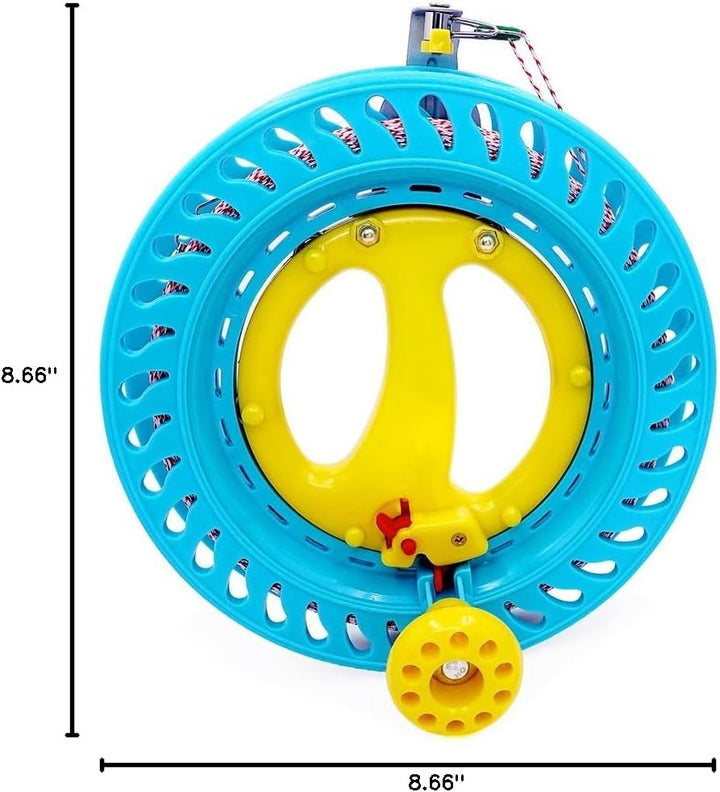 8.7In Lockable Kite Reel Winder with 500Ft 120Lb Dacron Line Smooth Rotation for Single Line Inflatable Delta Octopus Kite Flying