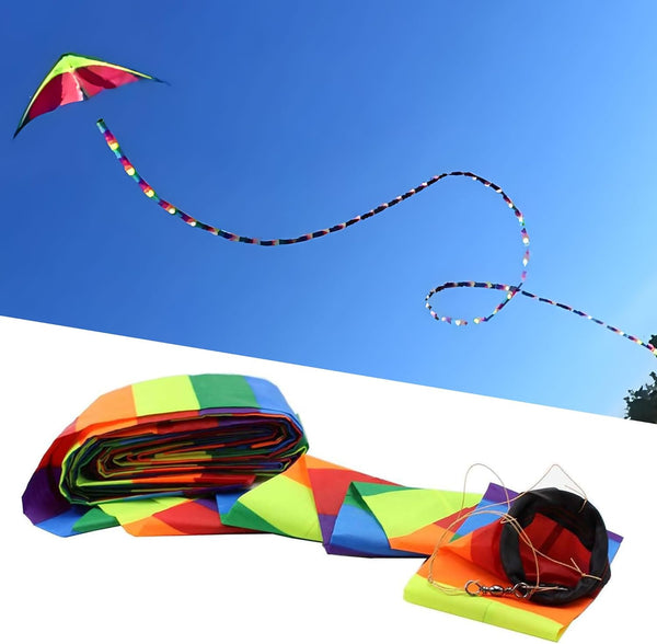 Rainbow Kite Tube Tail Outdoor Windsock with Connector, 65-Feet Kite Tail