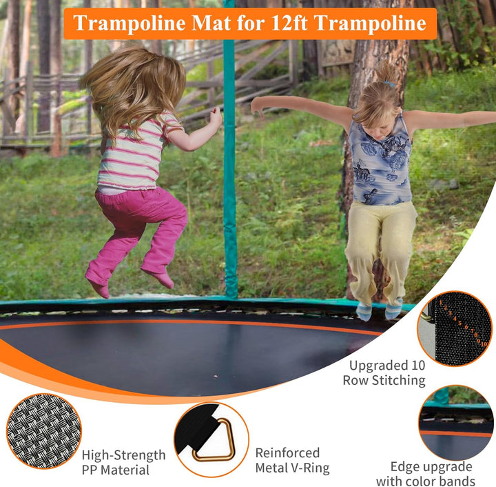Trampoline Mat，10.56Ft/126.8In Diameter Mat with 72 Rings,Fits 12FT Trampoline Frame Use 5.3"-5.7" Springs,Spring and Frame Not Included