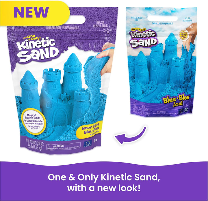 , 2.5Lbs Blue Play Sand, Moldable Sensory Toys for Kids, Resealable Bag (Packaging May Vary), for Ages 3 and Up