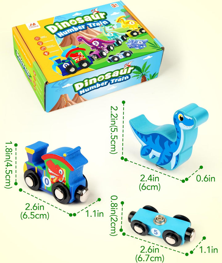 Wooden Dinosaur Train Set for Toddlers - Magnetic Dinosaur Toys and Number Train, Perfect for Toddler Activities, Birthdays, and Educational Gifts for Boys Aged 3-5,Dinosaur Easter Gift