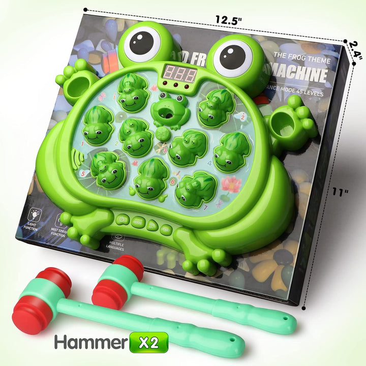 Toys for 2 3 4 5 Year Old Boy,Toddler Toys Age 2-4, Whack a Frog Game,With 5 Modes,45 Levels,9 Music Spray and Light-Up, Baby Toy Gifts for Early Learning, Birthday Gift for Toddler Boy Toys
