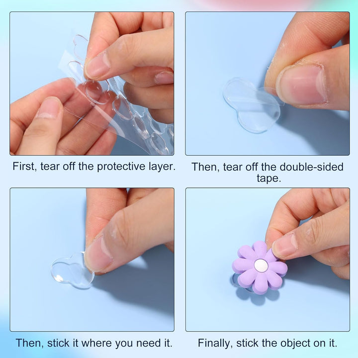 120Pcs Adhesive Tape for Sonny Baby, Angel Hipper Gourd Oval Double Sided Clear Pad Sticker, Mini Figure Waterproof Gel Glue Sticky Putty Dots, Phone Accessories Replacement for Doll Craft Decoration