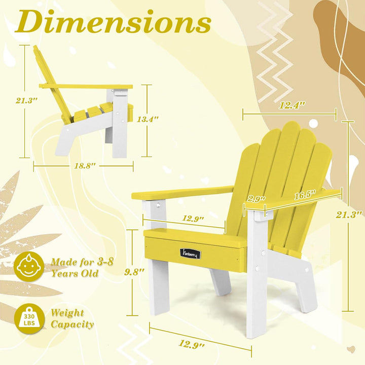 Kids Outdoor Chair, HDPE Kids Adirondack Chairs, All Weather Easy Installation Toddler Outdoor Chair with Ergonomic Design for Patio, Garden, Picnic, Backyard, Beach