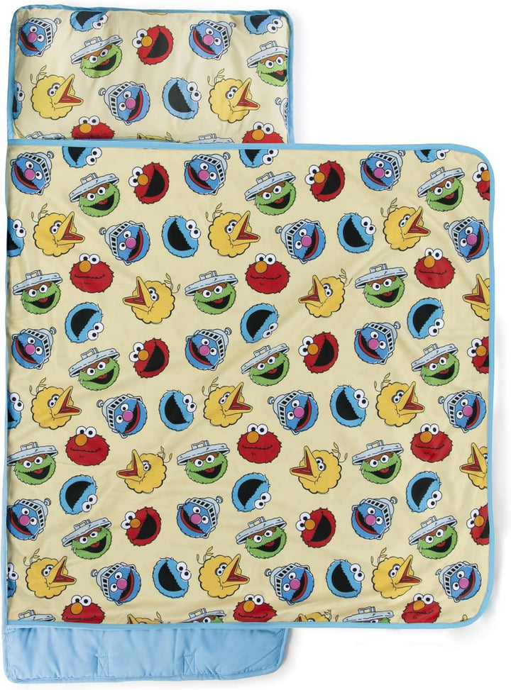 Toddler Nap Mat with Built-In Pillow and Blanket - Soft 46 X 20-Inch Microfiber Kids Sleeping Bag for School or Sleepover, Pink - Bluey & Bingo