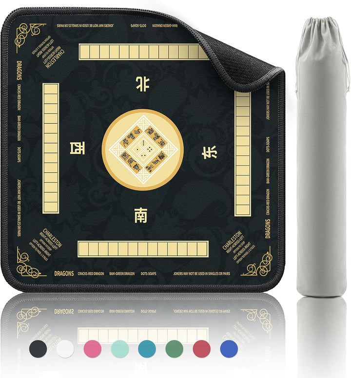 Mahjong Mat - Non-Slip Noise Reduction Gaming Mat 32.4X32.4 Inch for Mahjong/Poker/Board Games/Card Games/Dominoes (Blue)