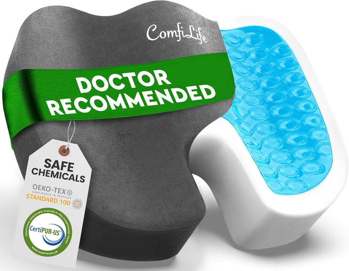 Premium Gel & Memory Foam Seat Cushion – Doctor Recommended Office Chair Cushion, Car Seat Cushion – Chair Cushions for Back & Sciatica Pain Relief – Seat Cushions for Office & Desk (Black)