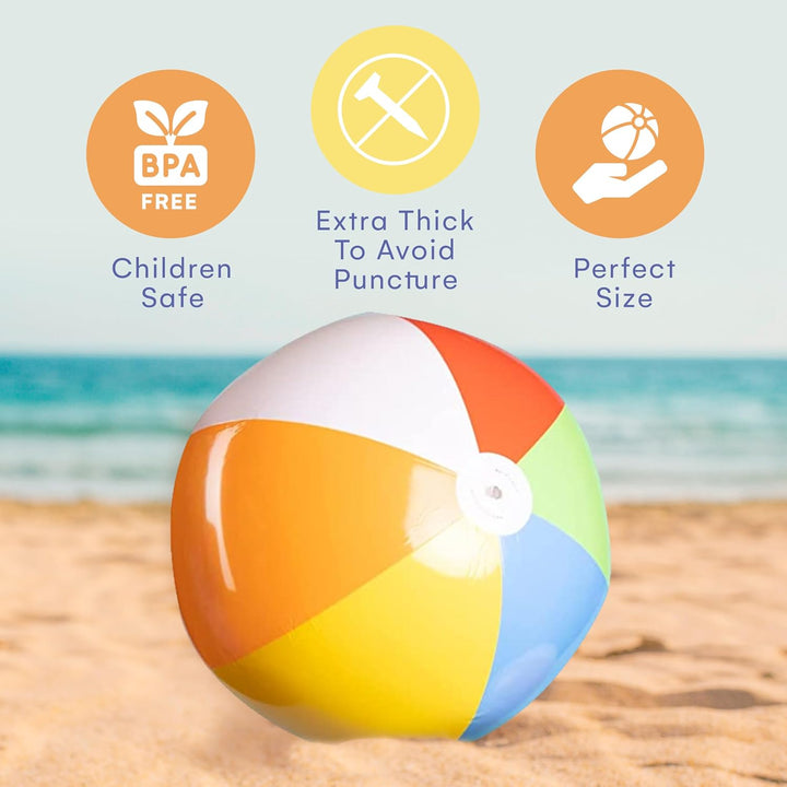 Mini Beach Balls Bulk Pack - 6 Inch Inflatable Rainbow Beach Balls for Kids - Ideal Pool Toys, Centerpieces for Tables, Lake Toys, Theme Party Decorations - 25 Pack