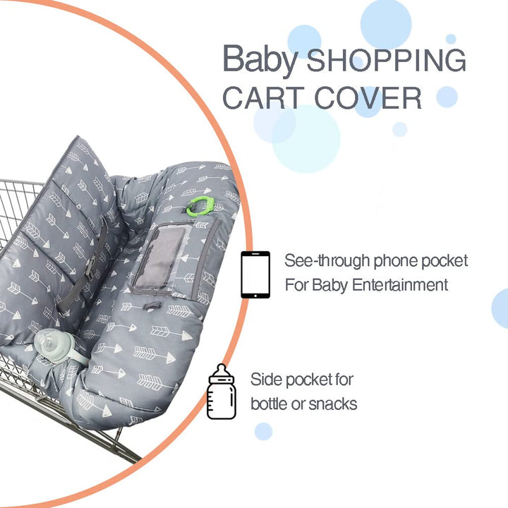 Shopping Cart Cover for Baby High Chair Cover, Roll in and Go, Universal Fit, Grey Arrow