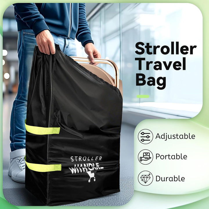 Stroller Bag for Airplane: Stroller Cover for Airplane Travel, 46" H X 21" W X 13" D, Stroller Travel Bag for Single, Double, Jogging Stroller, Fit Nuna Doona Cybex Mockingbird Uppababy