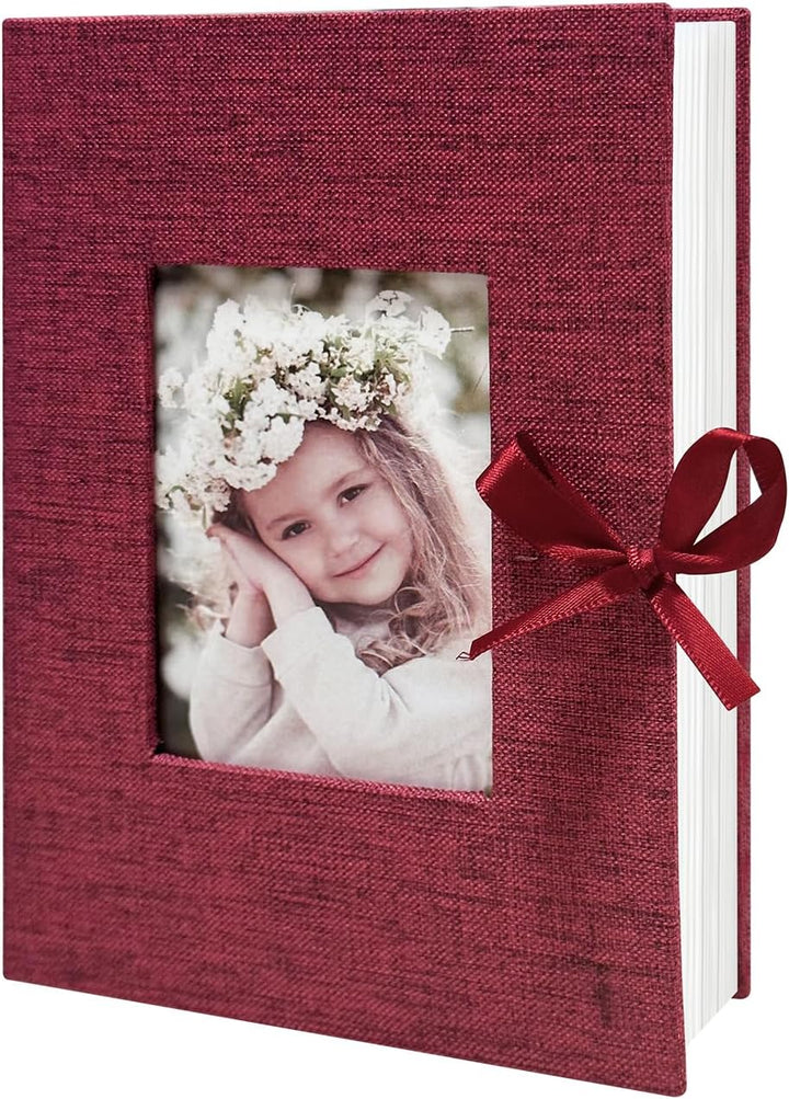 Photo Album 4X6 100 Pockets, Linen Cover Top Loader Vertical, Slip-In Picture Grey Pockets Albums for Wedding, Family, Anniversary, Baby, Vacation