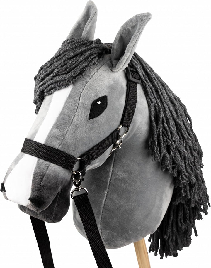 Hobby Horse - Realistic Grey Horse Head for Hobby Horsing Competitions, Large Size with Baton