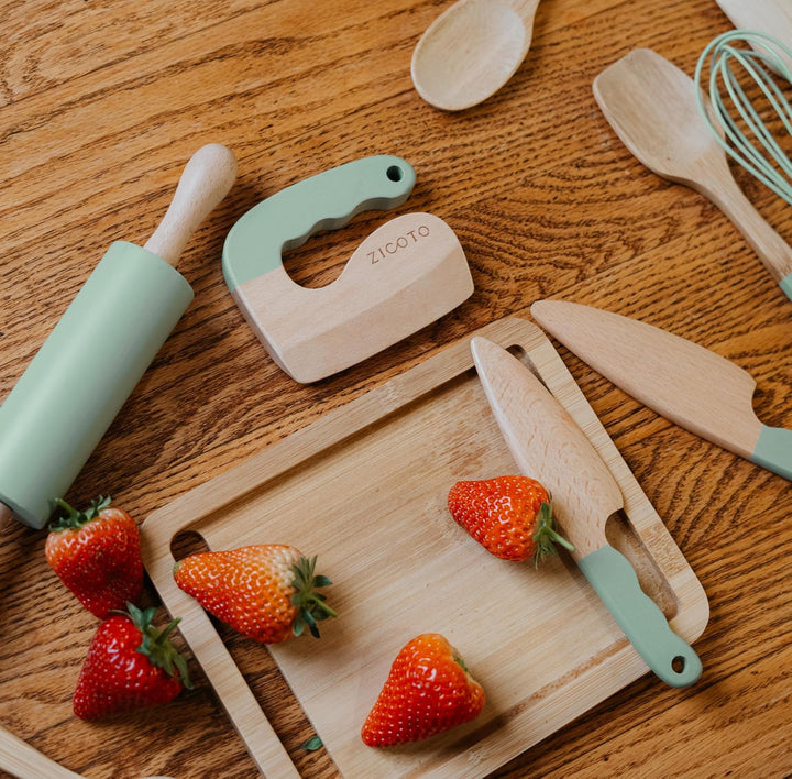Wooden Cooking & Baking Set for Kids - Safe & Real Kitchen Tools Give Toddlers a Fun Cooking Experience - Durable Utensils Are Perfect for Gifting to Create Lasting Family Memories