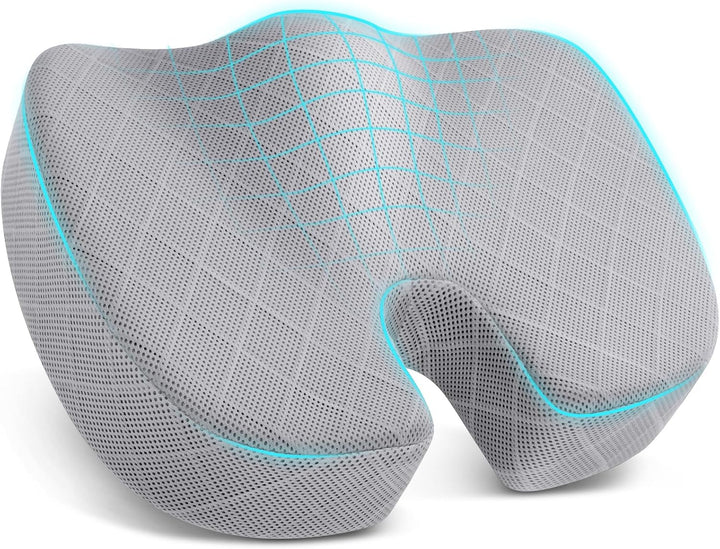 Seat Cushion - Memory Foam Cushion for Office Chair, Car Seat, Airplane, Bleacher - Sciatica & Hip & Coccyx Pain Relief Desk Chair Cushion for Long Sitting Office Workers, Car Drivers