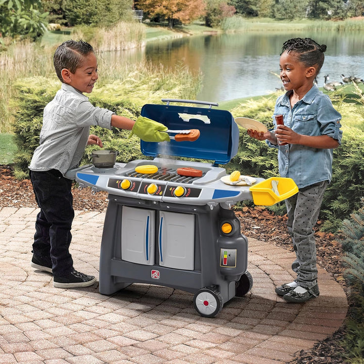 Sizzle & Smoke BBQ Grill Kids Playset, Indoor/Outdoor Kitchenette, Interactive Play with Sounds, Made of Durable Plastic, Includes 15 Piece Toy Accessories, for Toddlers 3+ Years Old