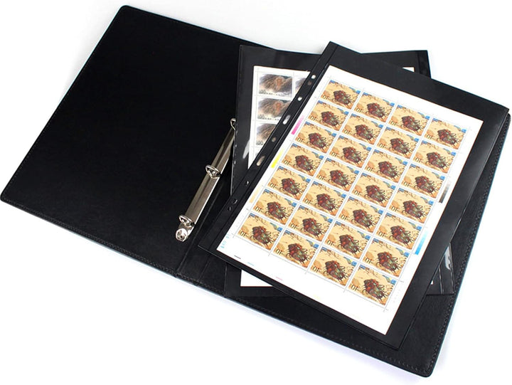20 Sheet Stamp Pages, 1 Rows Pages for Stamp Collectors, 9-Hole Standard Page Fit Stamp Album Binder, Professional Pack