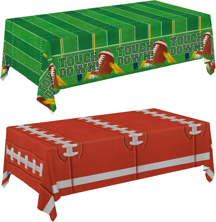 Football Party Decorations Disposable Tablecloth Plastic Touchdown Table Cover for Birthday Football Party Games Decoration 54 X 108Inch，2 Pack