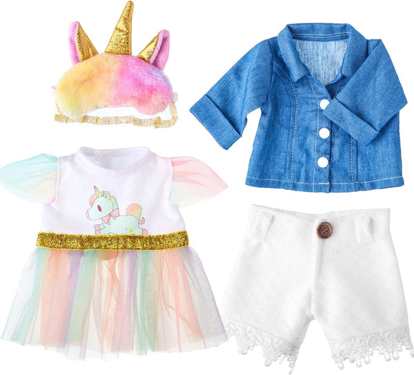 Set of 2 Unicorn Skirt Teddy Bear Clothes Outfit Fits Most 14" - 18" Bear Plush Stuffed Animal Outfit Build a Bear Doll Clothes and Make Your Own Stuffed Animals(Unicorn Style, Fit 14"-18")