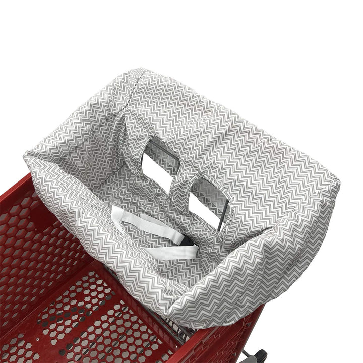 Portable Shopping Cart Cover, High Chair and Grocery Cart Covers for Babies, Kids, Infants & Toddlers, Attached Carry Bag (Gray Chevron)
