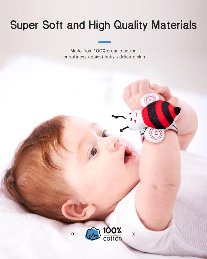 High Contrast Baby Toys Infant Rattle Socks and Wristband Set, Ideal Baby Sensery Toy Gifts for Newborn 0-12 Months, Perpect Black and White Toys for Boys and Girls as Baby Shower Gifts