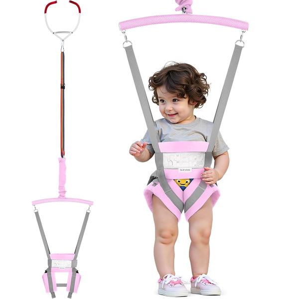 Baby Jumper, Baby Door Jumper Quick Set up and Easy-To-Use, Fun Bouncer for Active Play for Infant and Toddler, Pink