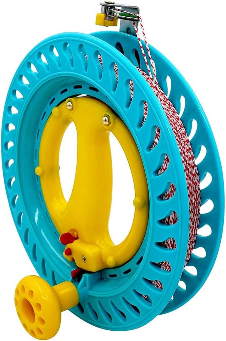 8.7In Lockable Kite Reel Winder with 500Ft 120Lb Dacron Line Smooth Rotation for Single Line Inflatable Delta Octopus Kite Flying