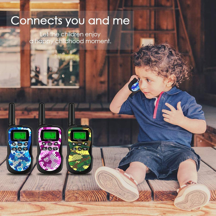 Kids Walkie Talkies,3 Pack 22 Channels 2 Way Radio Toy with Flashlight and LCD Screen,3 Miles Range Walkie Talkies for Kids outside Adventures, Camping, Hiking