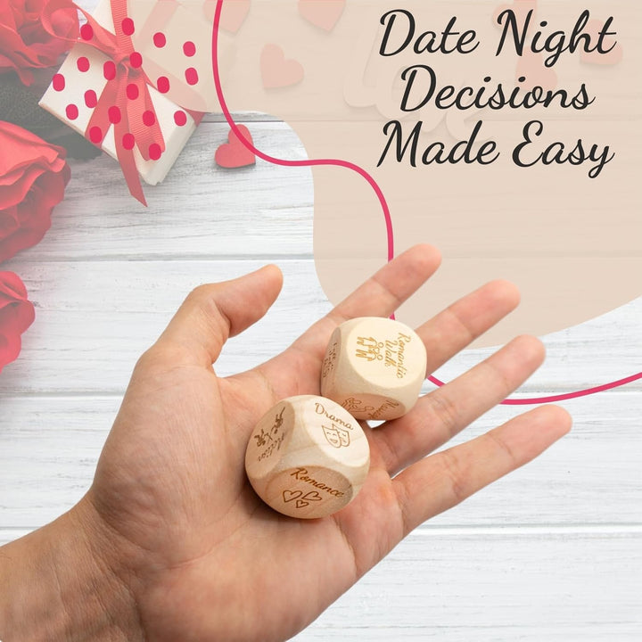 Deluxe Date Night Dice Game - Fun Romantic Couples Gift - 5 Dice, Decision Coin, Board & Carry Bag for Bachelorette, Anniversary, Wedding, Bridal Shower - Girlfriend Wife Husband Him Her Anniversaries