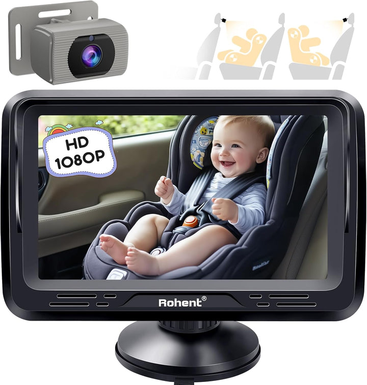 Baby Car Camera HD 1080P - Rear-Facing Infant Monitor with Night Vision Car Camera for Baby 150° Wide-Angle Lens Anti-Glare Screen Easy Install 360° Adjustable Display