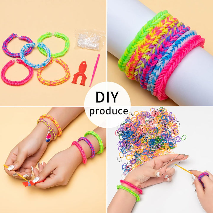 24 Colors Rubber Band Bracelet Kit, Rubberband Bracelet Making Kit for Kids Ages 6+