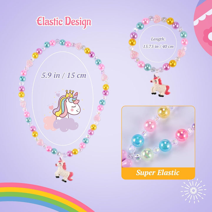 10Pcs Kids Jewelry for Girls -5 Necklaces, 5 Bracelets, Little Girls Jewelry Kids Mermaid Necklace for Girls, Toddler Jewelrys Necklace Birthday Christmas Gift Age 3 4 6 8