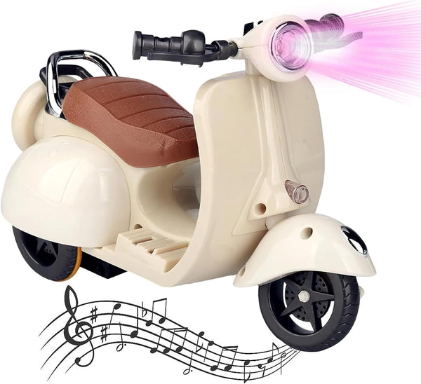 Scooter for Labubu, Scooter Toy with Light and Music, Have a Seat for Labubu Accessories, Mini Electric Doll Scooter Interactive Decor Desktop Ornaments (White)