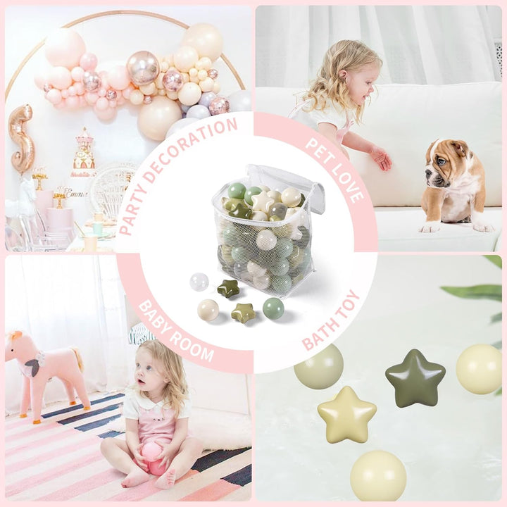 Star Ball Pit Balls 50 100 200 500 for Toddlers - Ball Pit Ball Shapes for Boys Girls Fun, Birthday Party, Christmas Decoration