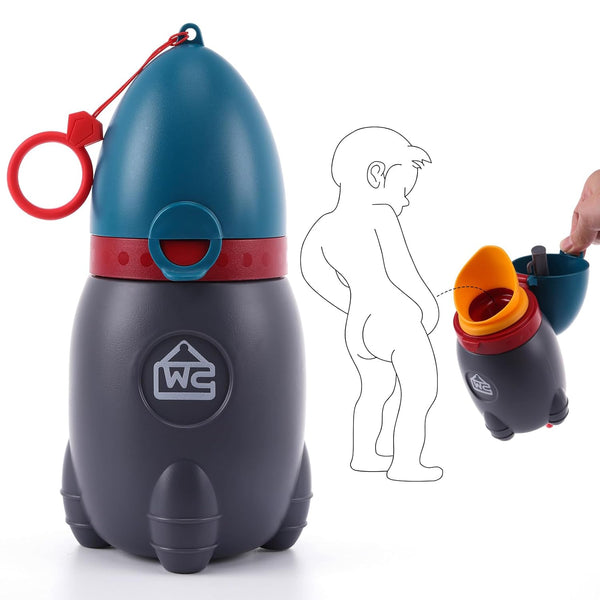 Travel Urinal for Kids,Rocket Toys Portable Emergency Urinal for Toddler,Light and Easy to Carry,Suitable for Car,Travel,Camping and Children'S Urinal Potty Training(Deep Blue)