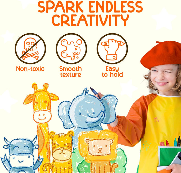 Jumbo Crayons (18 Colors) – Non-Toxic, Washable Crayons for Toddlers and Kids (Ages 1-8) – Easy-To-Hold - Ideal for Travel, Art, and Learning