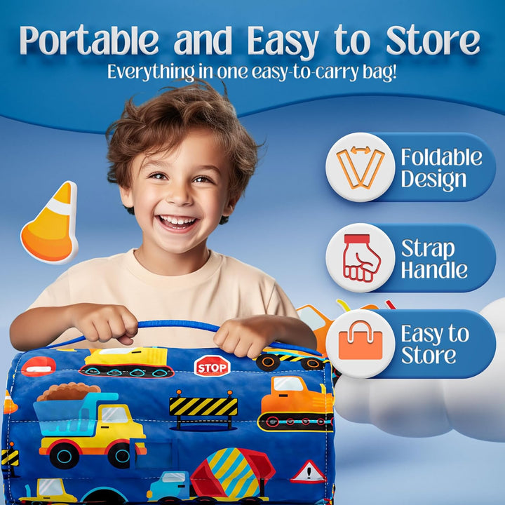 Nap Mats for Preschool Ages 3-5 | Soft & Non-Toxic Fabric | Nap Mat for Toddlers | Toddler Nap Mats for Daycare | Kindergarten | Construction Theme